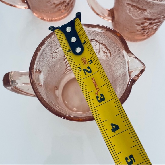 All 3 Pink Depression Glass Small Pitcher Vintage - Picture 15 of 15